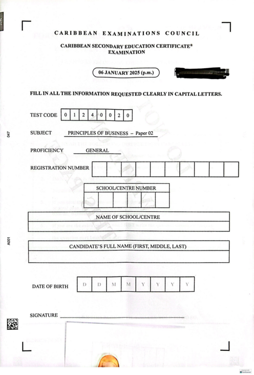 POB January 2025 Paper 2