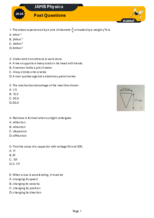 Physics 2024 Past Questions Word & PDF Included