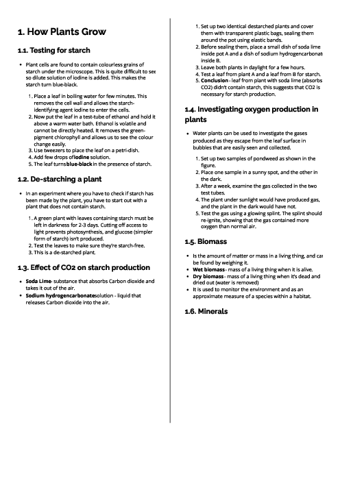 Checkpoint Science (Biology) | How Plants Grow Revision Note