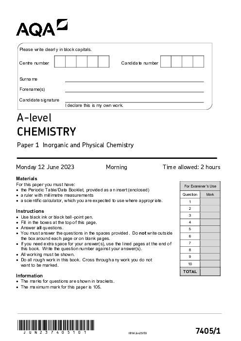 Chemistry 7405/1 June 2023