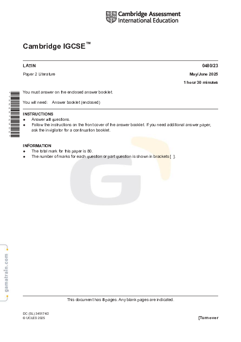 Latin 0480/23 May June 2025