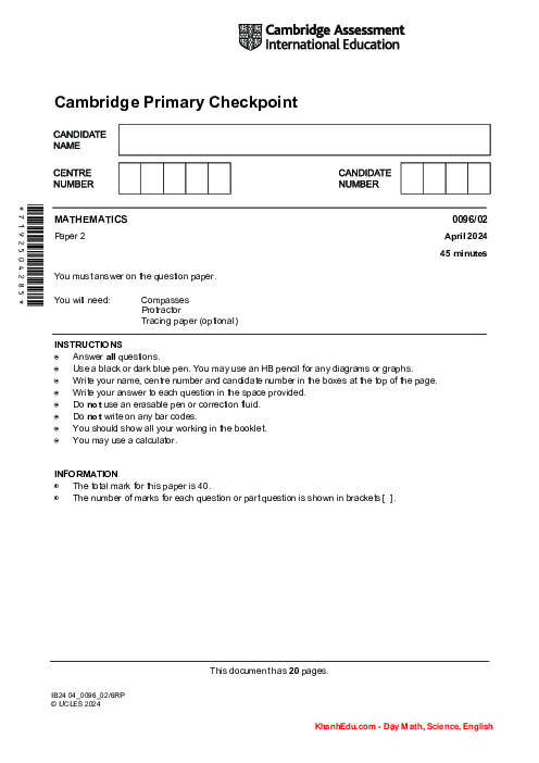 MATHEMATICS 0096,02 April 2024