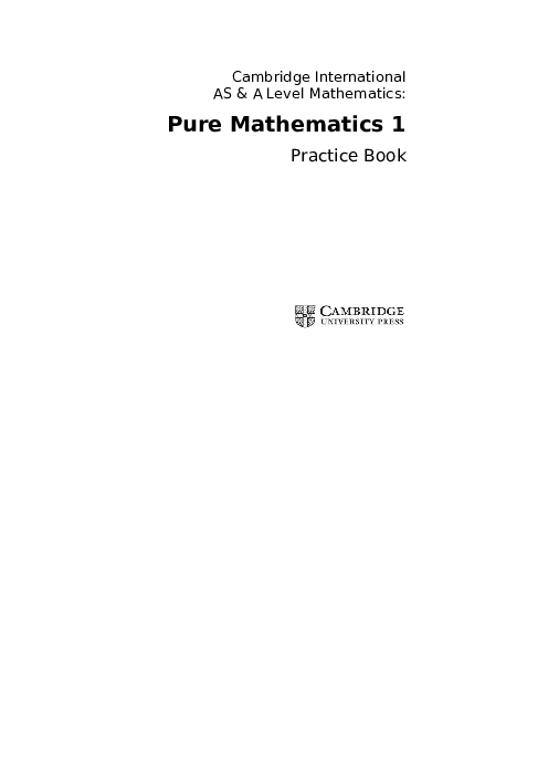   Pure Mathematics 1 , 9709 Practice Book AS and A Level | Free PDF