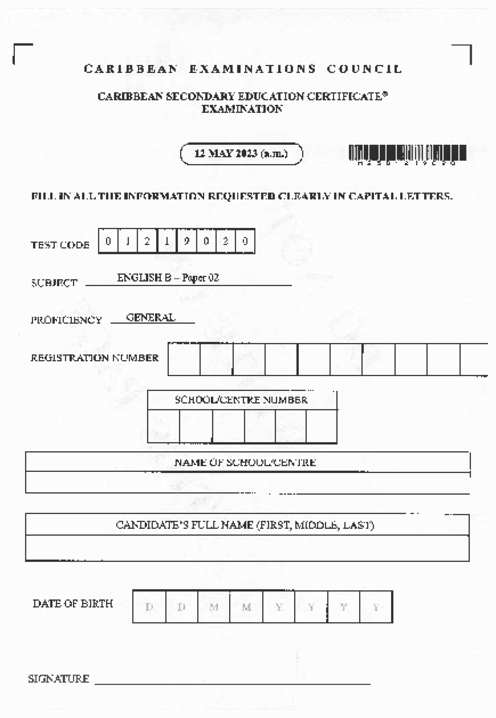 English B June 2023 Paper 2