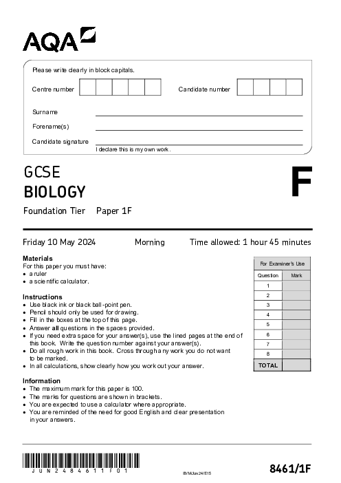 Biology 8461/1F June 2024