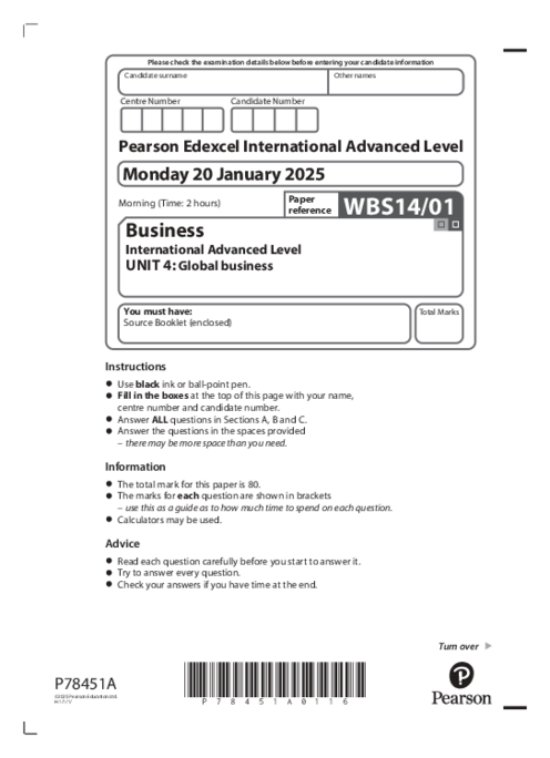 Business WBS14/01 January 2025 