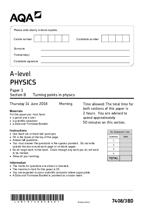 Physics 7408/3BD June 2018
