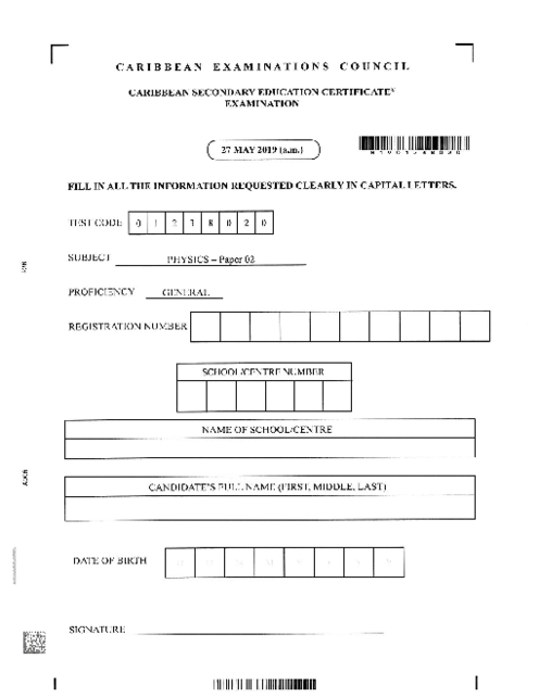 Physics June 2019 Paper 2