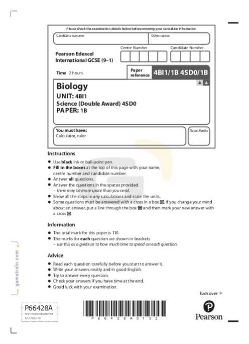 Biology 4BI1/1B May Jun  2021