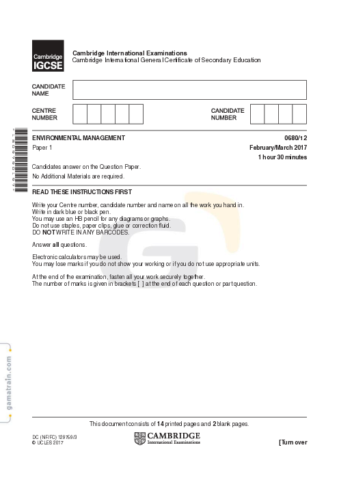 Environmental Management 0680/12 March 2017