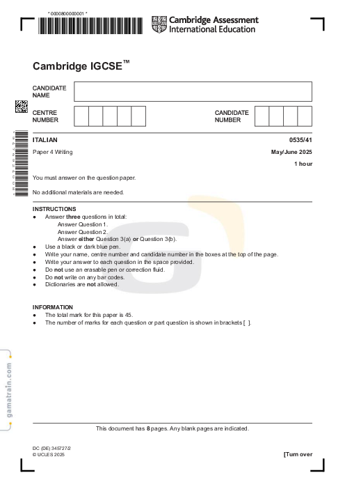 Italian Foreign Language 0535/41 May June 2025