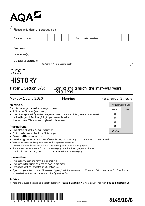 History 8145/1B/B June 2020