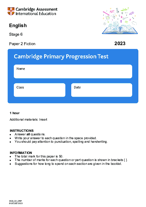 Cambridge Progression Test Stage 6 English 2023 Paper 2