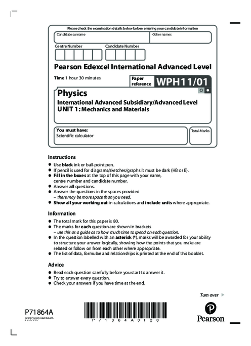Physics WPH11/01 January 2023