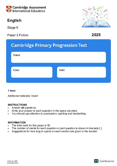 Cambridge Progression Test Stage 6 English 2025 Paper 2