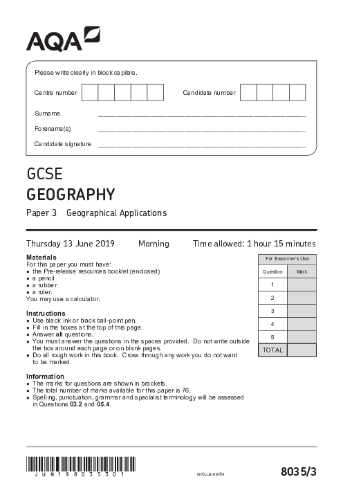 Geography 8035/3 June 2019