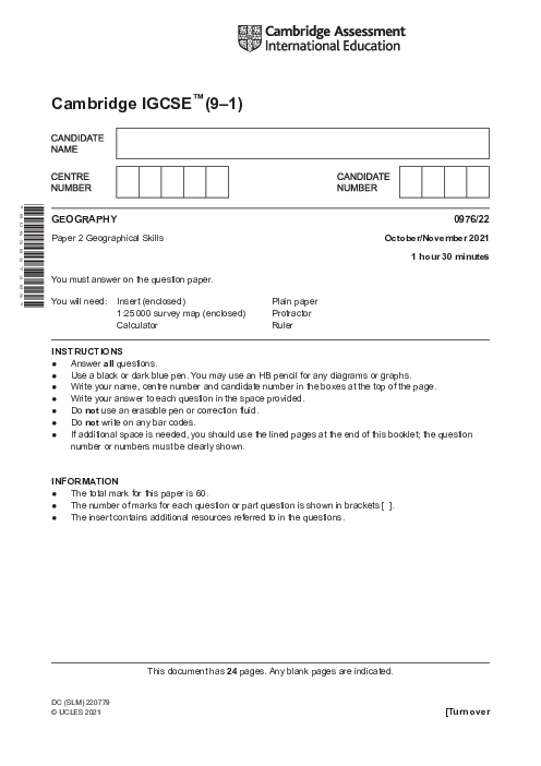 Paper 2, Variant 2, Oct Nov 2021 | Cambridge 9–1 GCSE  Geography (0976) Past Papers