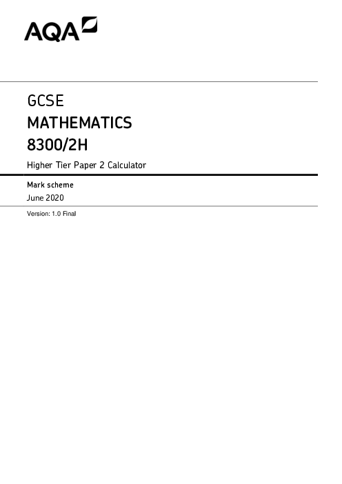 Mathematics 8300/2H November 2020