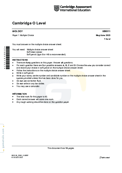Biology 5090/11 May June 2023