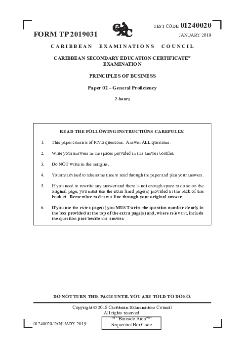 POB January 2019 Paper 2