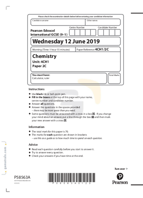 Chemistry 4CH1/2C May Jun 2019