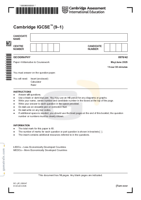 Geography 0976/42 May June 2025