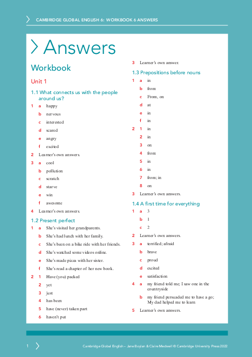Global English year 6 Workbook Answers | Free PDF