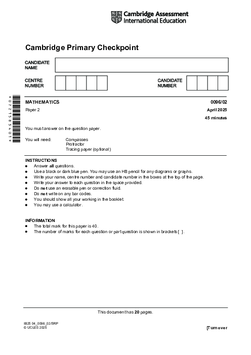 Mathematics 0096,02 April 2025