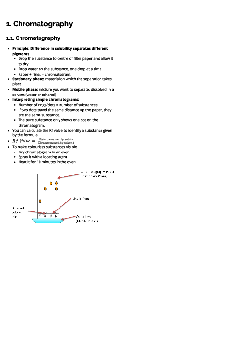 Chemistry (0620) Chromatography Revision Note