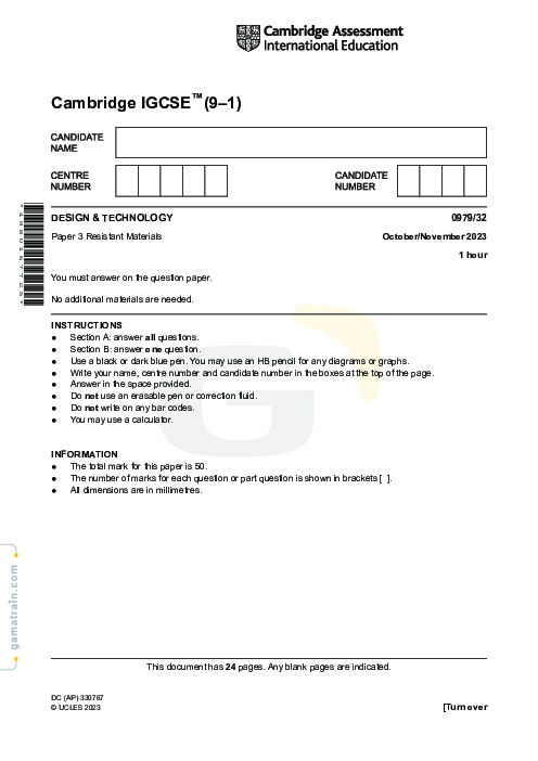 Design & Technology 0979/32 Oct Nov 2023