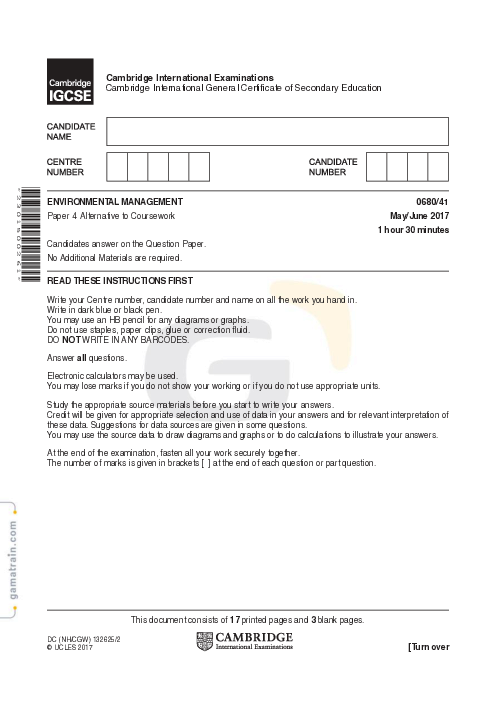 Environmental Management 0680/41 May June 2017