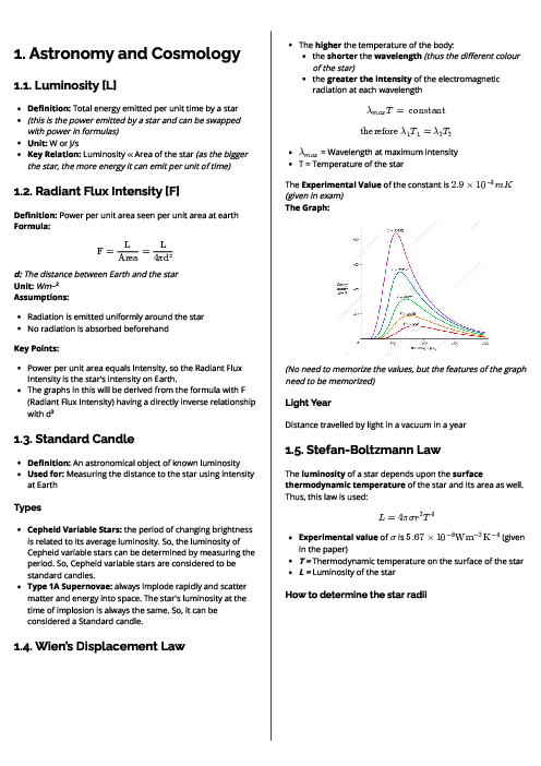 Physics (9702) Astronomy and Cosmology Revision Note