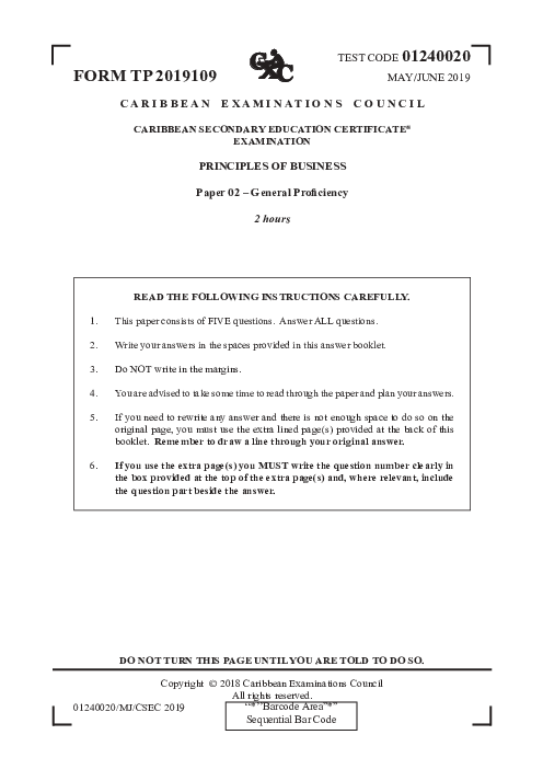POB June 2019 Paper 2