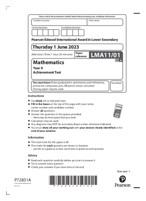 Mathematics LMA11,01 June 2023
