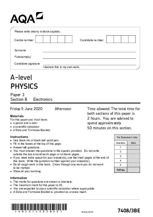 Physics 7408/3BE June 2020