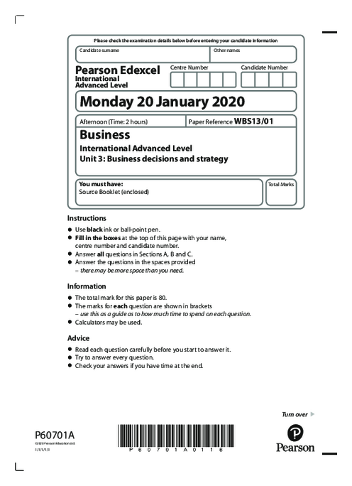 Business  WBS13/01 January  2020
