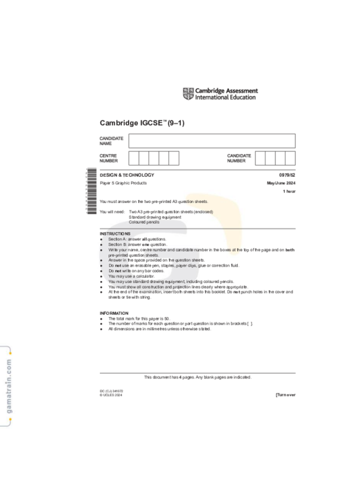 Design & Technology 0979/32 May June 2024