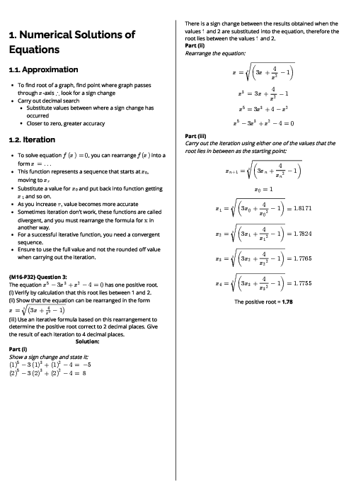 Mathematics (9709) Numerical Solutions of Equations Revision Note