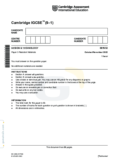 Design & Technology 0979/32 Oct Nov 2022