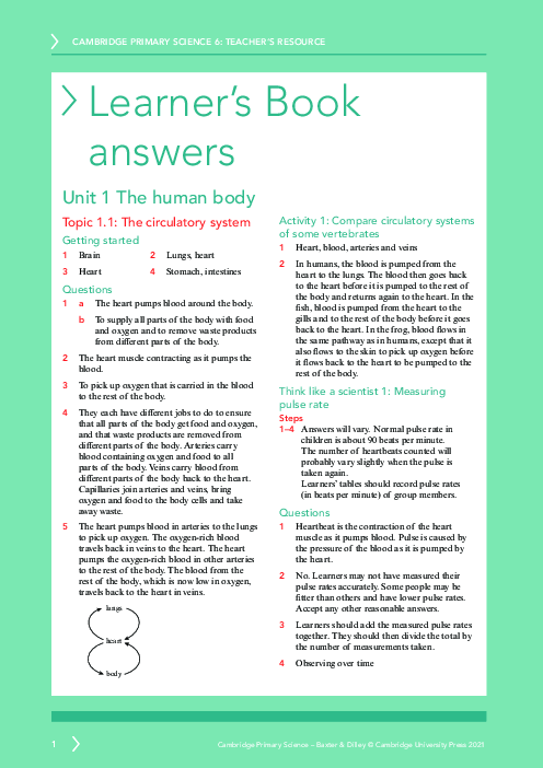 Science 6 , Learner′s Book Answers Primary Checkpoint | PDF