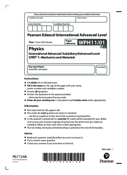 Physics WPH11/01 January 2022
