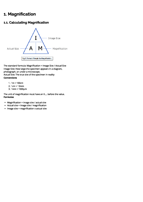 Biology (0610) Magnification Revision Note