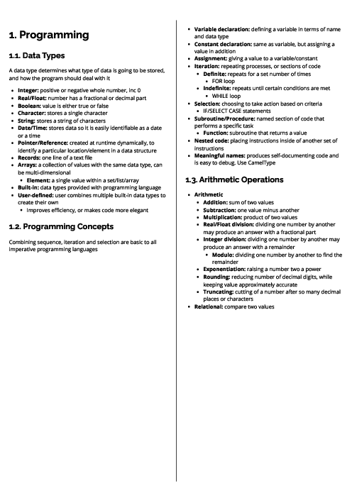  Computer science (7517) Programming Revision Note