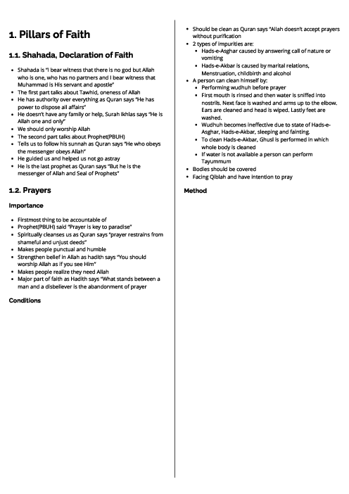  Islamiyat (0493) Pillars of Faith Revision Note