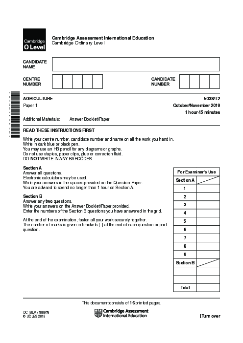 Agriculture 5038/12 Oct Nov 2019