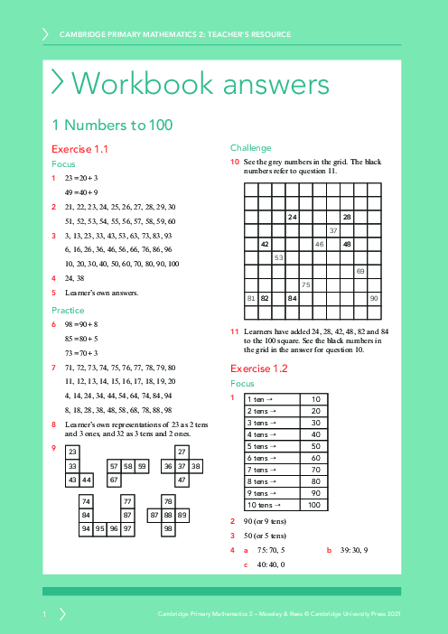 Mathematics year 2 Workbook Answers | Free PDF
