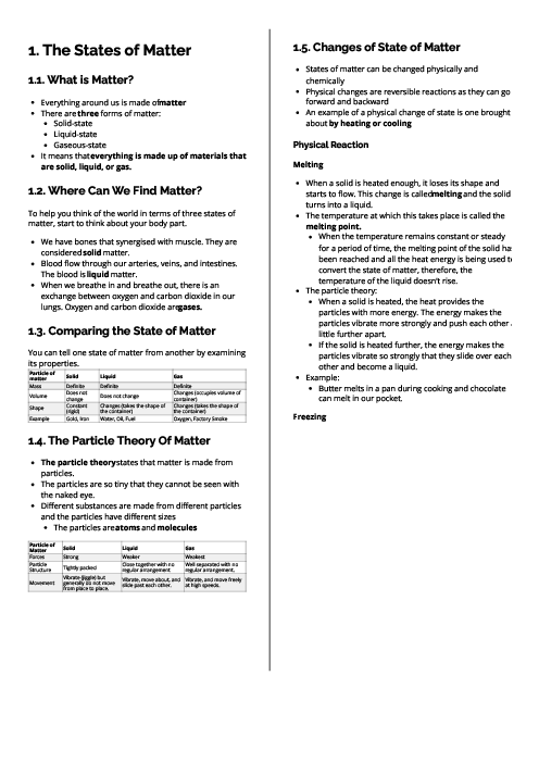 Checkpoint Science (Chemistry) | The States of Matter Revision Note