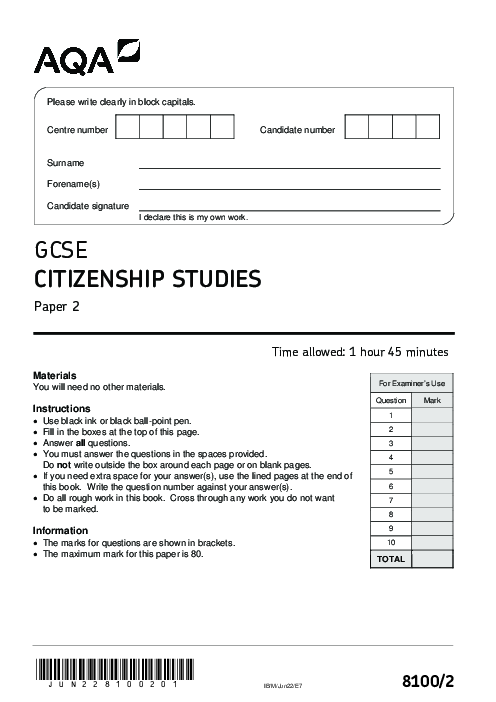 Citizenship Studies 8100/2 June 2022
