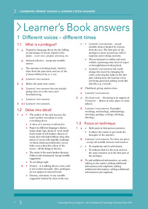 English 6 , Learner′s Book Answers Primary Checkpoint | PDF