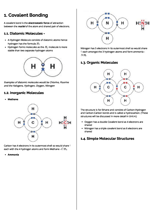  Chemistry (4CH1) Covalent Bonding Revision Note
